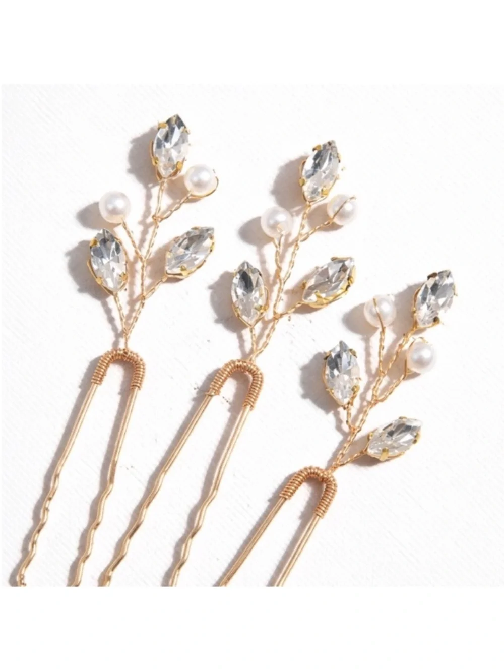 New! Gold Rhinestone Bobby Pin Set (6) NWOT